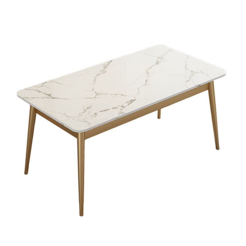 Modern White Stone Top Table Rectangle Dining Table for Kitchen
