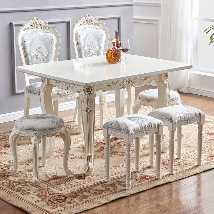 Glam Foldable Rectangle Dining Table Glass Tabletop with Wood Legs