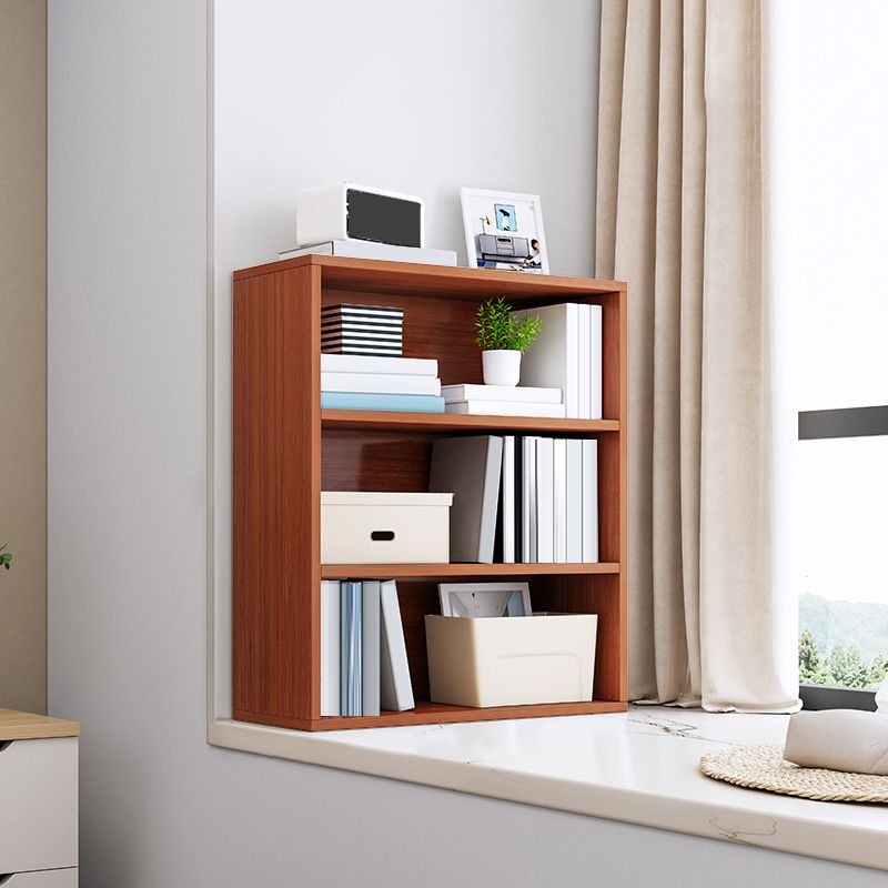 Modern Engineered Wood Bookshelf Standard Vertical Bookcase in Burnish