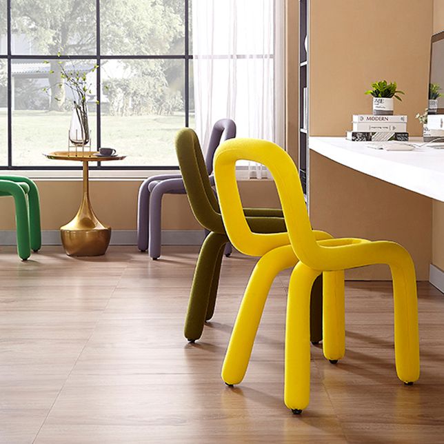 Silla lateral de terciopelo para sala de estar, estilo diseñador, acabado mate, respaldo abierto, silla de comedor