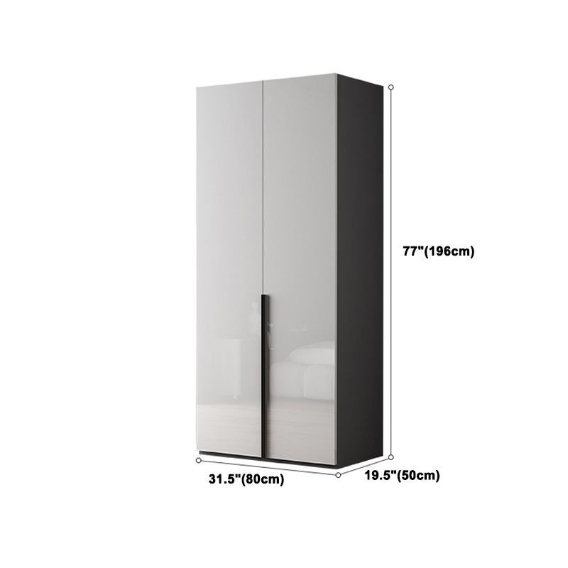 Modern Mirrored Finish Wardrobe Cabinet Engineered Wood and Solid Wood Wardrobe