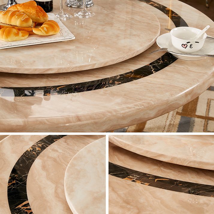 Faux Marble Dining Table Round Pedestal Dinner Table for Dining Room