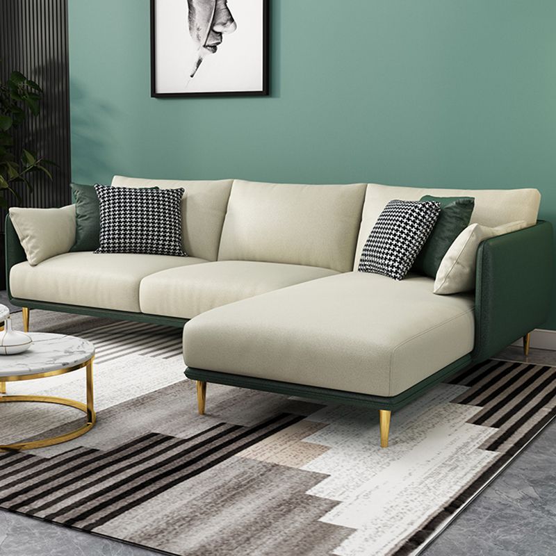 Glam Style 34.25 " H Faux Leather Square Arm Sofa & Chaise for Living Room