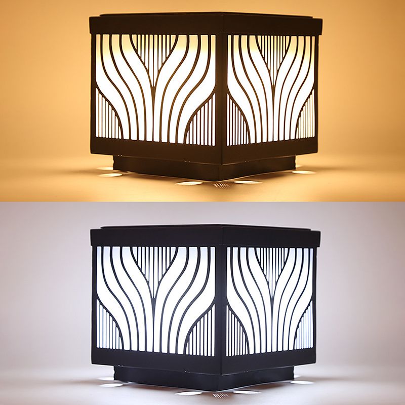 Black Waterproof Pillar Lamp Square Solar Outdoor Lights for Garden