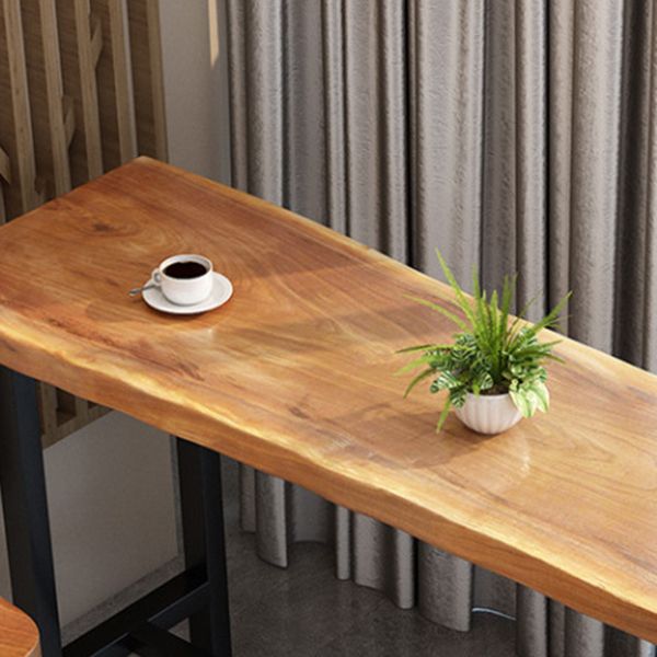 Modern Trestle Bar Height Pub Table Solid Wood Natural Bar/Dinette Table for Shop