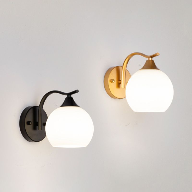 Bedroom Nordic Simple Sconce Light Fixtures 1 Bulb Glass Sphere Wall Mounted Lighting