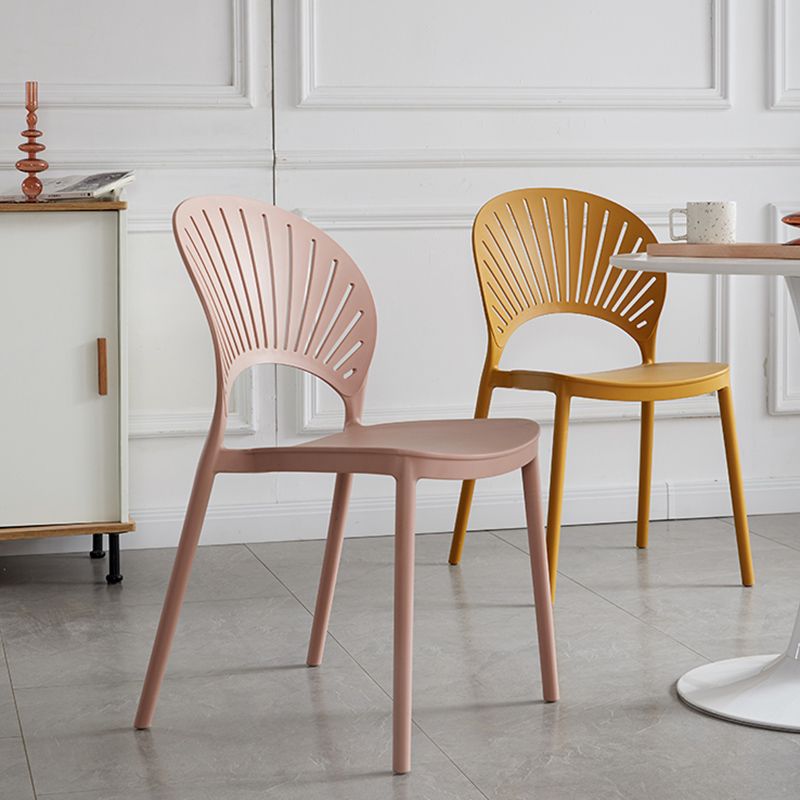 Contemporary Style Plastic Open Side Chair Colorful Stacking Dining Chairr for Home