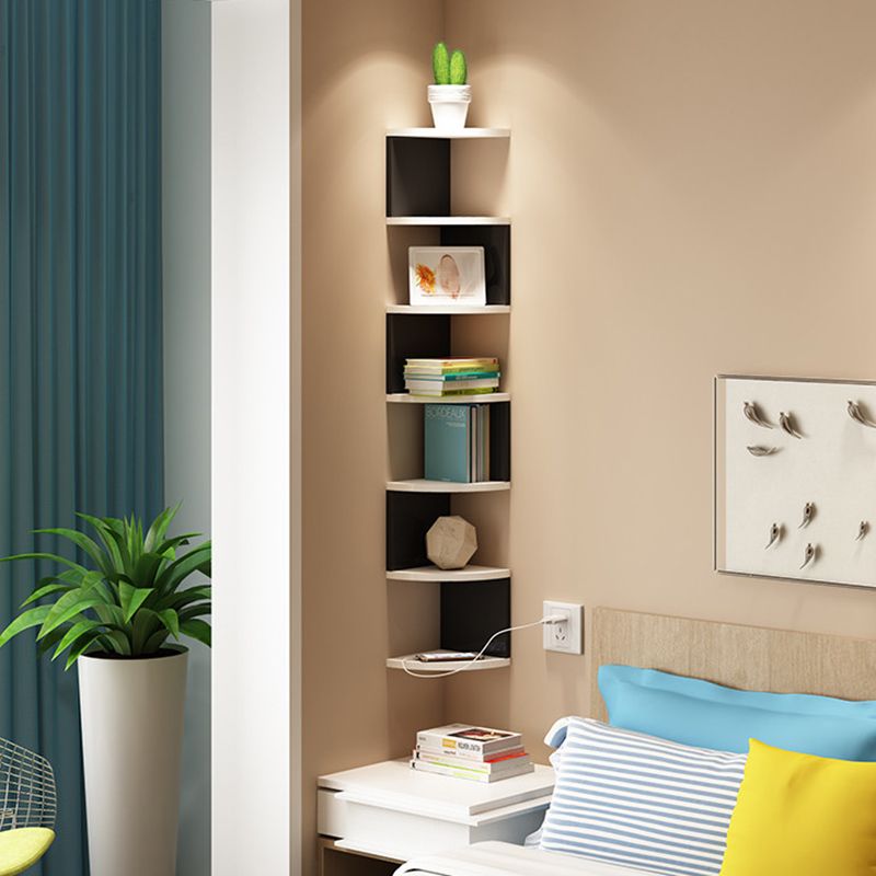 Contemporary Wall Mounted Bookcase Engineered Wood Bookshelf