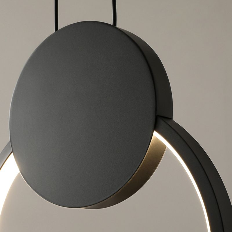 Modern Minimalist Style Cord Hung Hanging Pendant Lights Metal Pendant Light in Black Finish