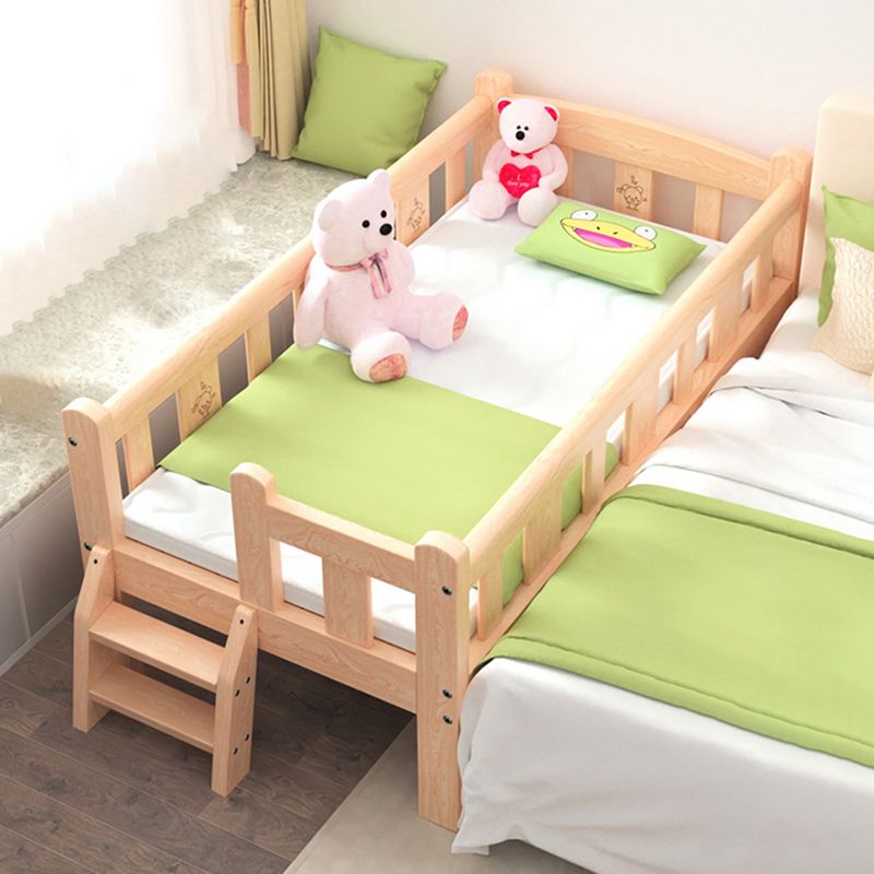 Modern Wooden Nursery Bed Solid Color Rectangle Crib with Storage