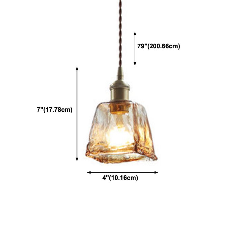 Industrial 1 Light Down Mini Pendant Copper Glass Hanging Light Kit for Dining Room