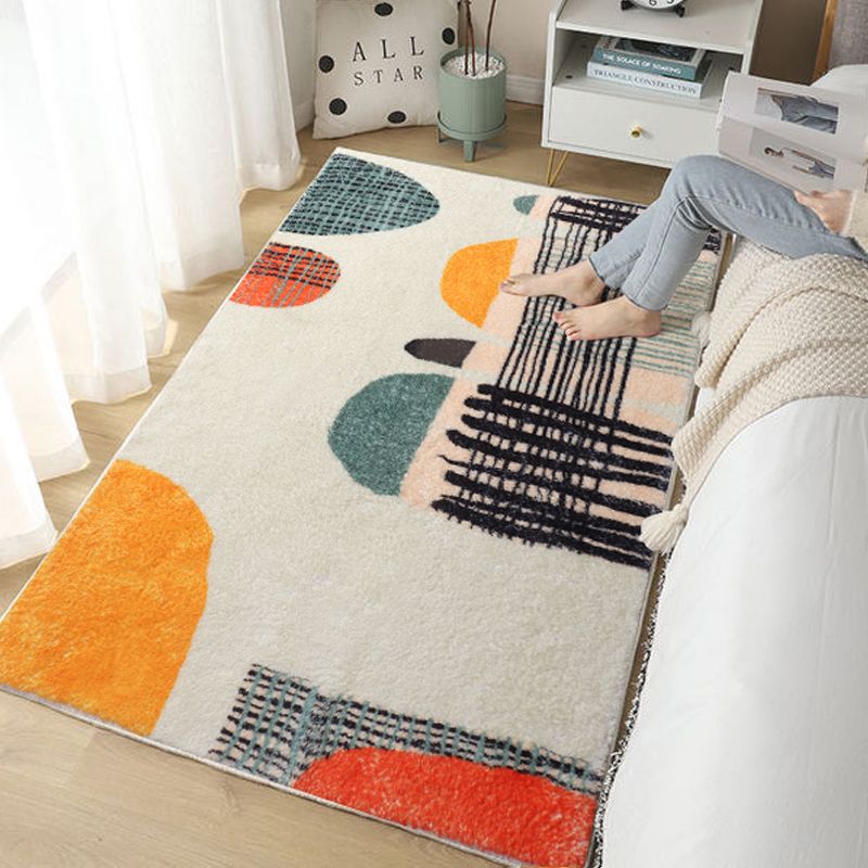 Light Orange Carpet Polyester Striped Carpet Non-Slip Backing Carpet for Living Room