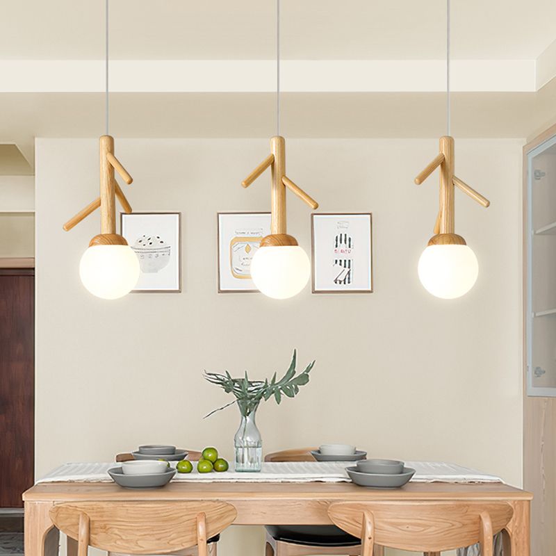 Log Color Globe Pendant Light in Modern Creative Style Glass 3-Light Hanging Lamping