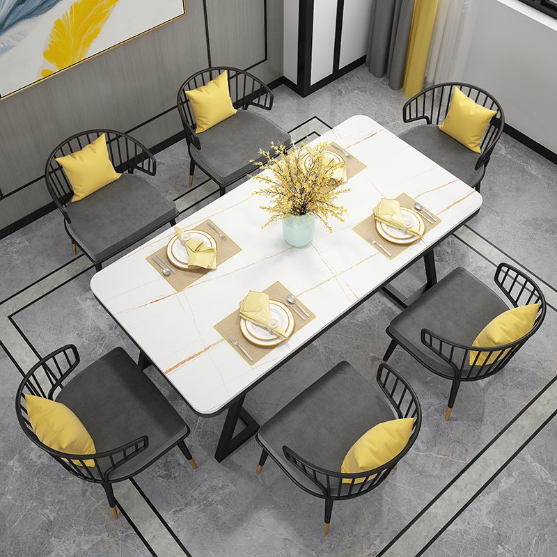 Modern 1/2/5/7 Pieces Dining Set White Stone Top Dining Furniture