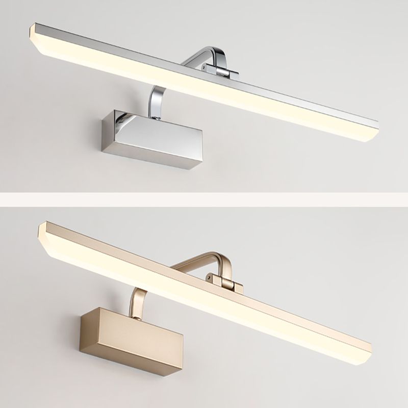 Metal Linear Shade Mirror Wall Lights Modern 1 Head Wall Mount Fixture for Lavatory
