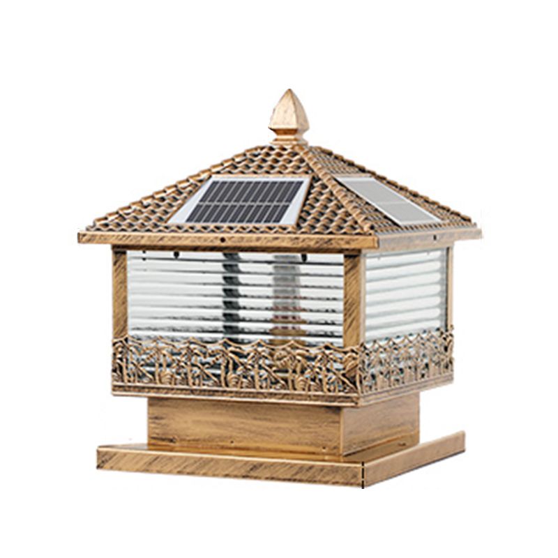 Contemporary Pillar Lighting Creative LED Solar Lighting Fixture for Backyard