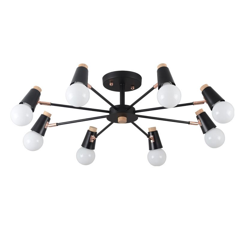 Industrial Multi-Light Ceiling Light Wrought Iron Semi Flush Mount for Living Room