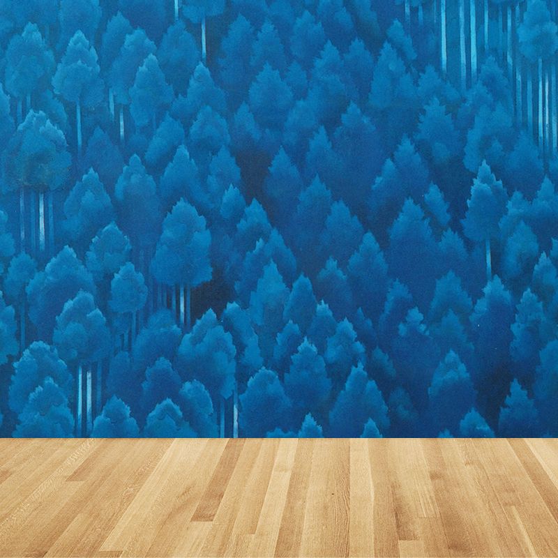 Huge Forest Wall Mural for Bedroom Floral Print Wall Art in Blue, Moisture Resistant