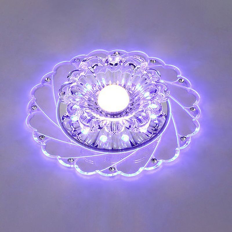 Clear Flower LED Flush Mount Light Simplicity Crystal Flush Monte Massimale Luce per Entryway
