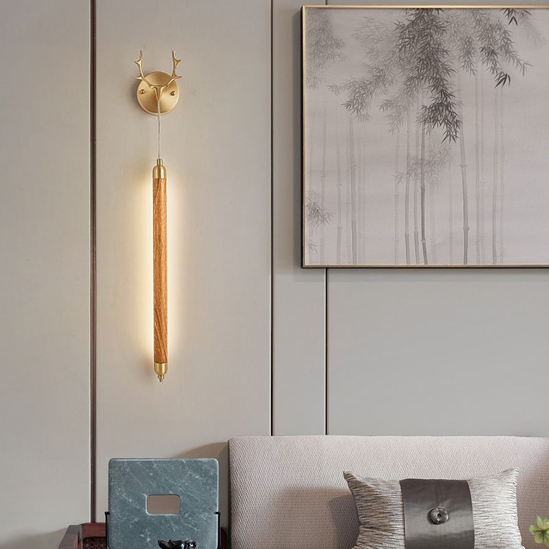 Modernism Wooden Shade Wall Lighting 1-Light Wall Mount Light for Foyer