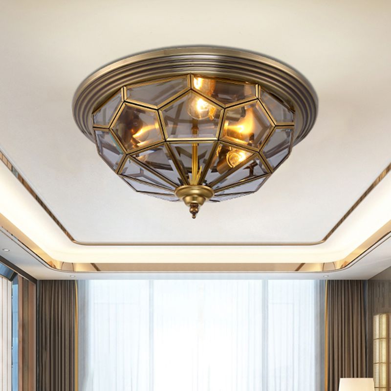 Plafonnier encastré en forme de bol pour couloir, luminaire Vintage en verre gris fumé et Nickel