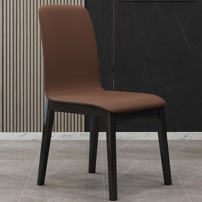 Sillas de comedor contemporáneas de piel sintética, silla de comedor sin brazos con respaldo sólido