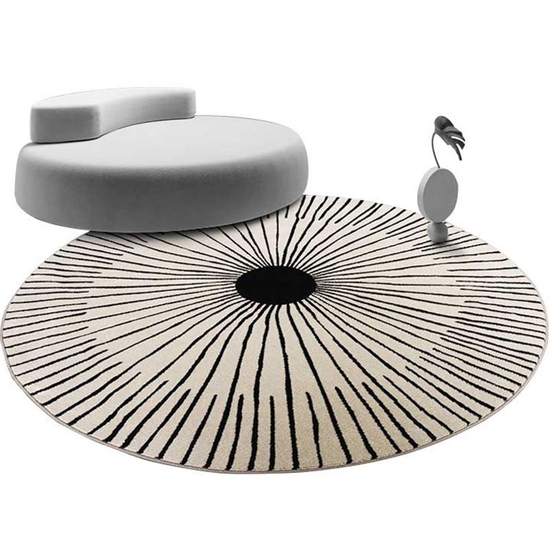 Postmodern Indoor Carpet Black and White Polyester Rug Washable Area Rug for Living Room