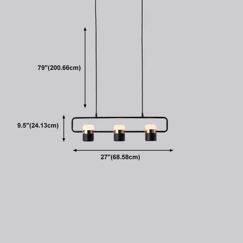 Modern Cylinder Island Light Fixture Multi-Head Restaurant Hanging Lamp with Acrylic Shade