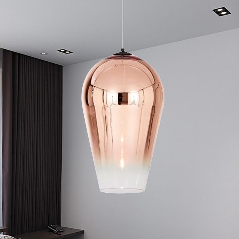 7"/8" Wide Cannon Pendant Lighting Modern Glass 1 Light Chrome/Gold/Rose Gold Hanging Light