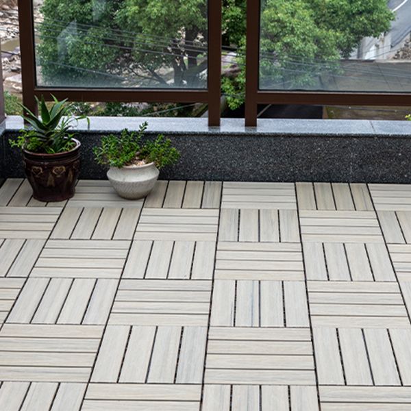 Tradition Square Wood Tile Wire Brushed Brown Engineered Wood for Patio Garden