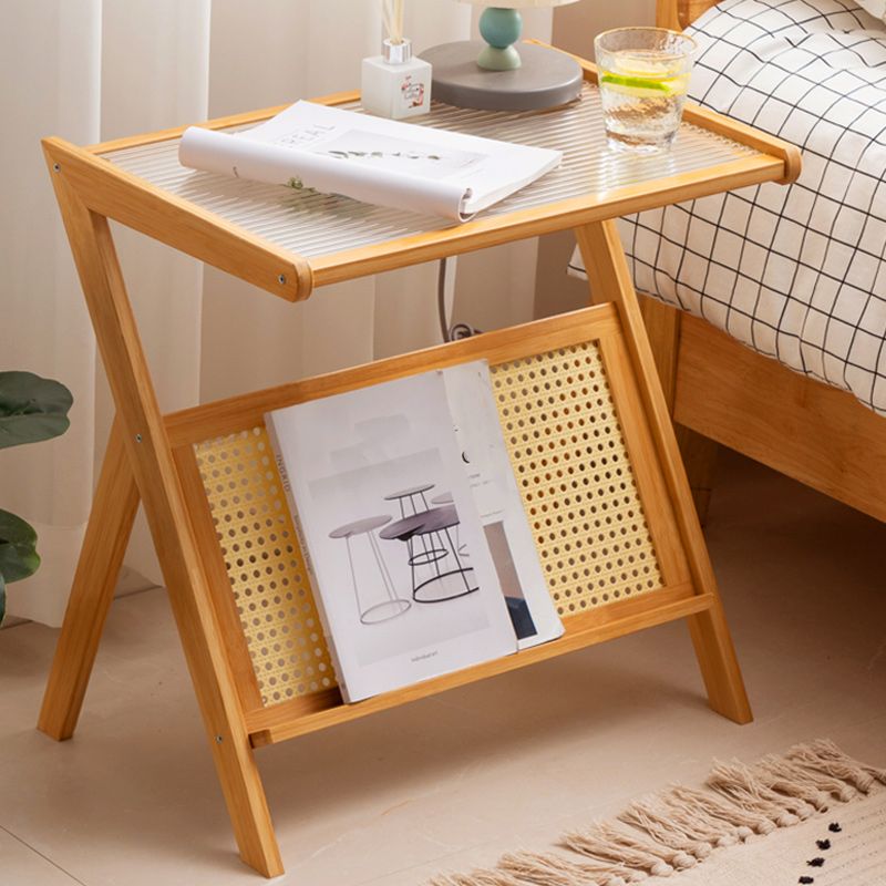 14" Wide Contemporary Corner Table Wood Storage Accent Side Table