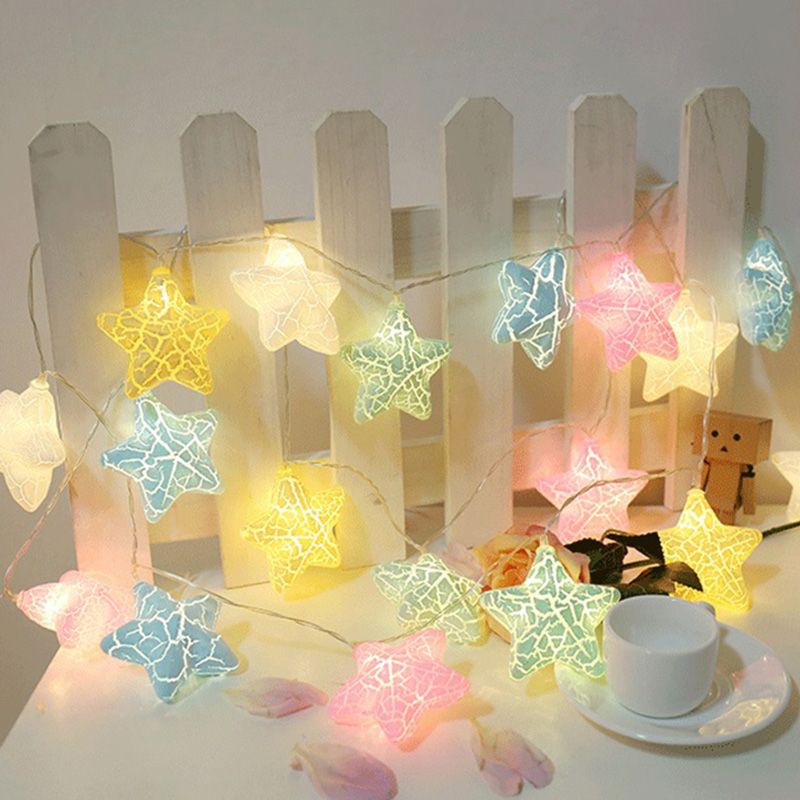 Nordic Crackled Star Shaped String Light Plastic Bedroom LED Light Strip