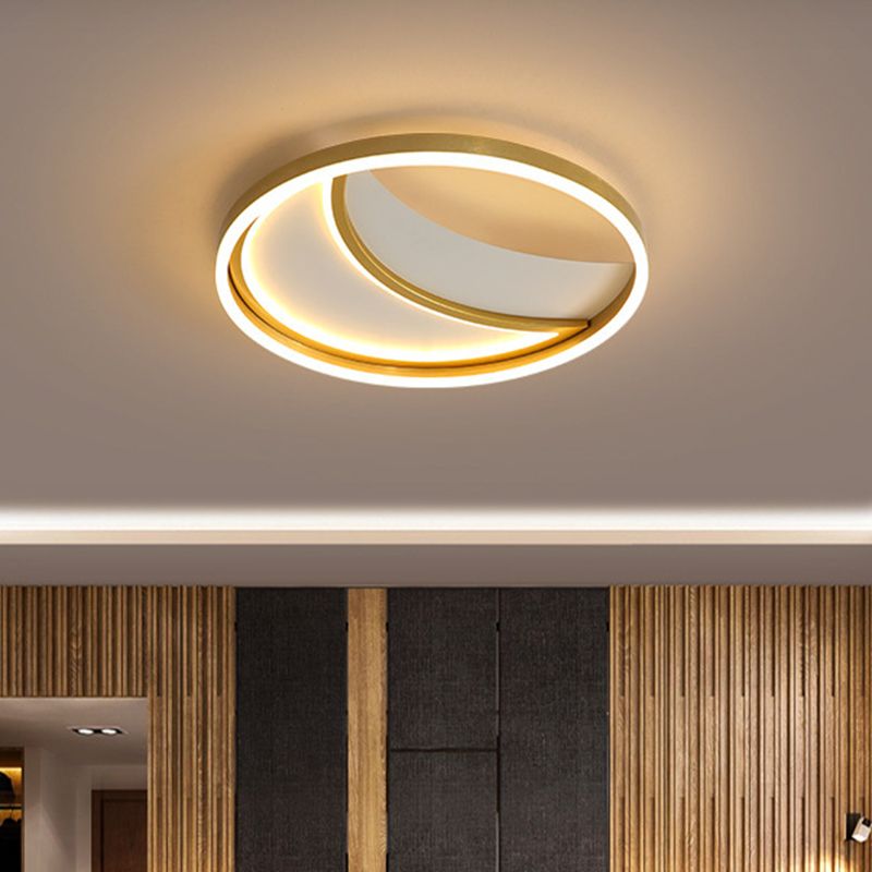 Moon Bedroom Ceiling Mounted Light Acrylic LED Creative Flush Mount Spotlight in Gold