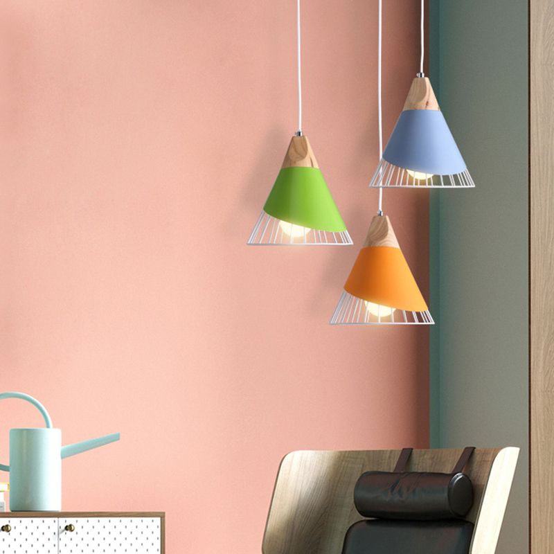1-licht draadkooi hanglamp Noordelijke macarons stijl metalen woonkamer hangende lamp