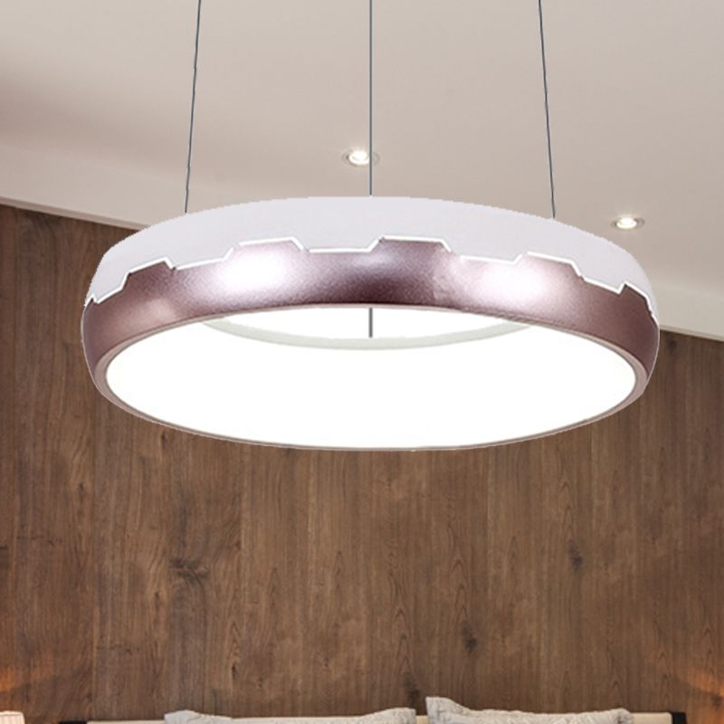 Iluminación de suspensión del anillo de oro rosa Kit de luz colgante de metal LED moderno con luz blanca/cálida, 18 "/21.5" de ancho