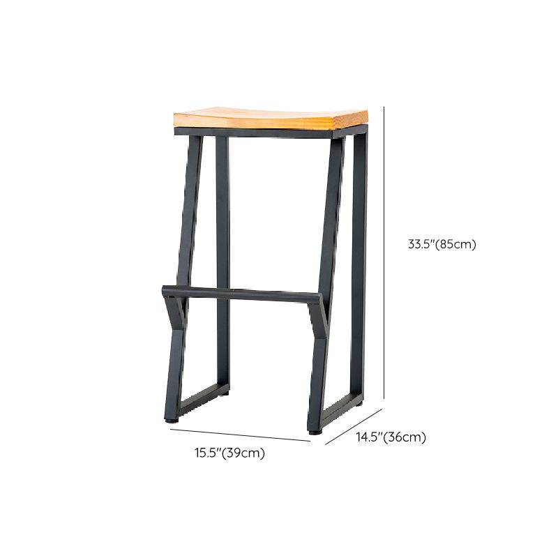 Contemporary Metal Counter Stool Wood Seat Bar Stool for Living Room