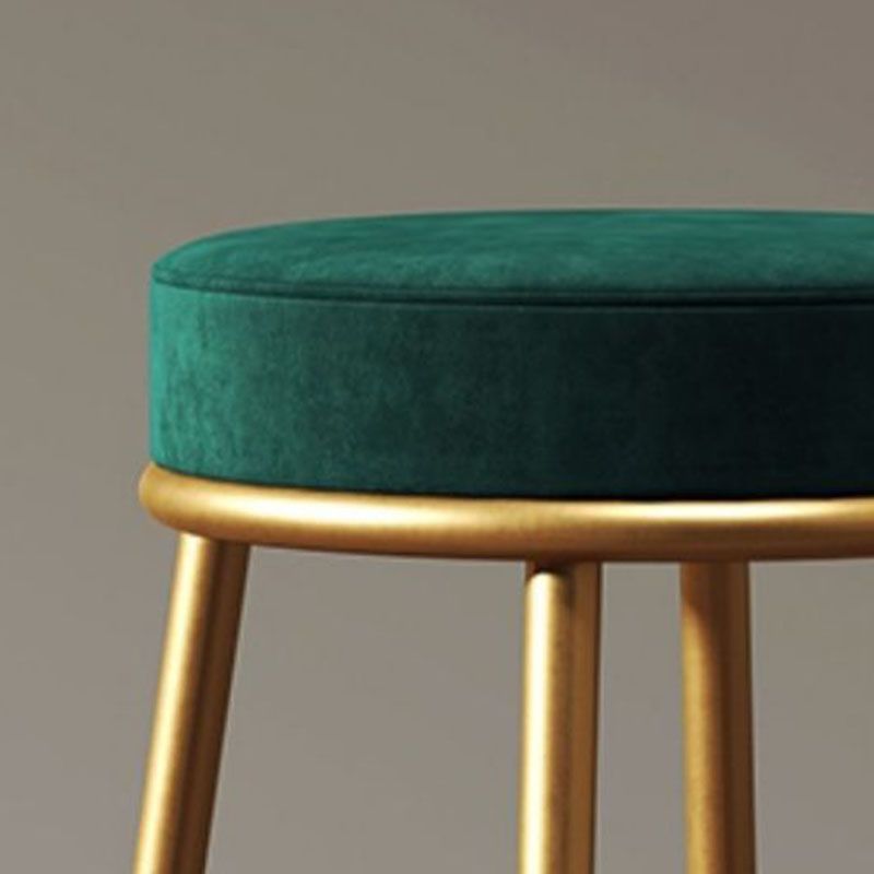 Nordic Style Upholstered Fabric Stools Armless Round Barstools for Home Use
