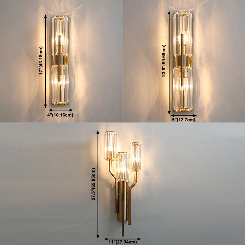 Geometrischer Schatten mehrleicht Wandleuchten Moderner Kristallwandmontageleuchte in Messing