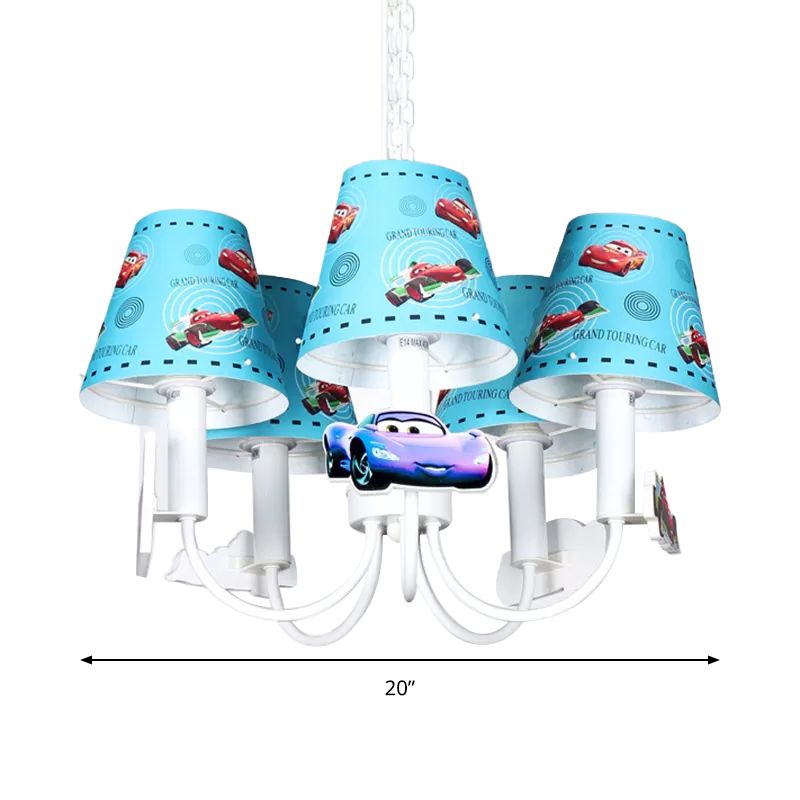 Metal  Car Hanging Light Five Lights Modern Style Chandelier in Blue for Boys Bedroom