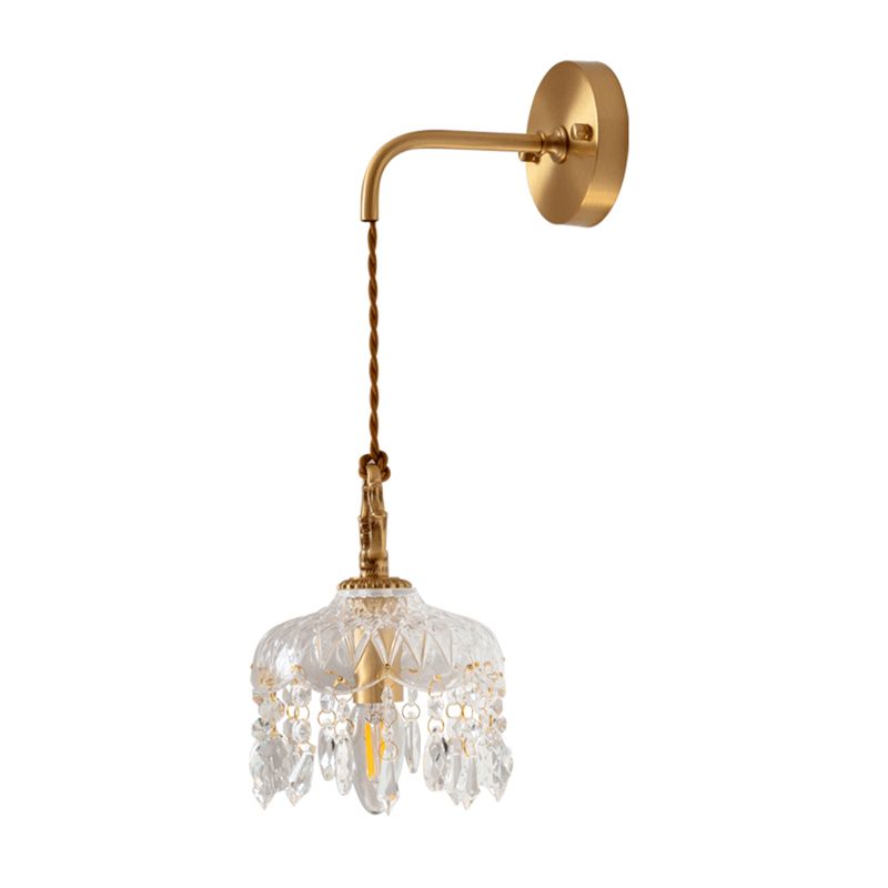 Dome Shape Glass Wall Light Modern Style 1 Light Wall Light Sconce in Gold