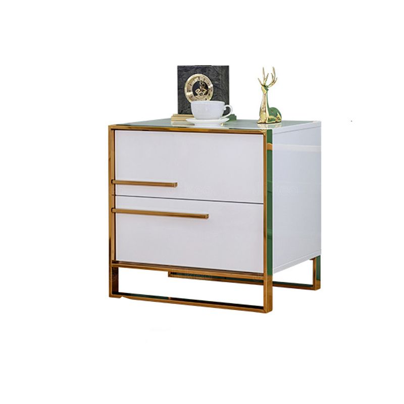 Modern Style Metal Frame Solid Wood Top White/black/gray Nightstand