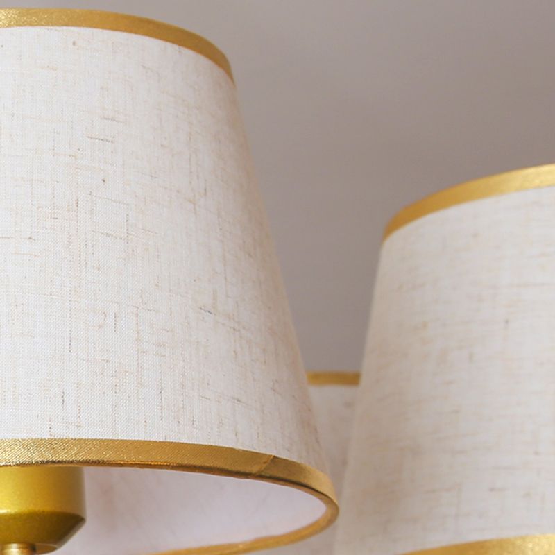 Multi-Head Chandelier Lighting Fixtures American Style Metal Suspension Light with Fabric Shade