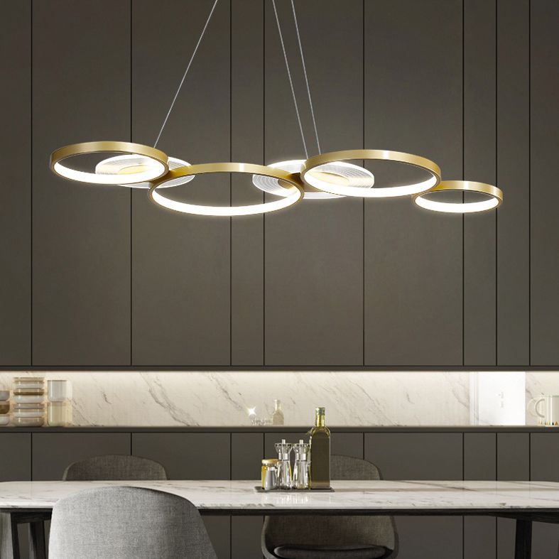 Wrought Iron LED Hanging Lamp in Modern Creative Style Acrylic Linear Pendant Light for Interior Spaces