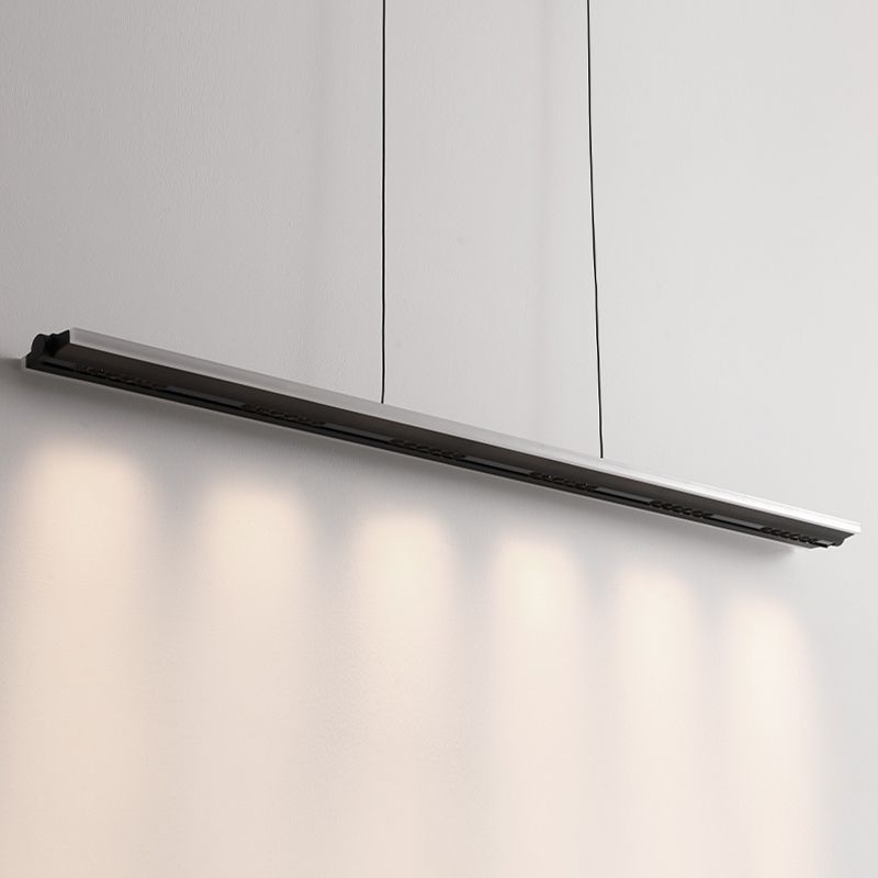 Modern LED Hanging Light Linear Metal Island Light Fixture for Dining Room