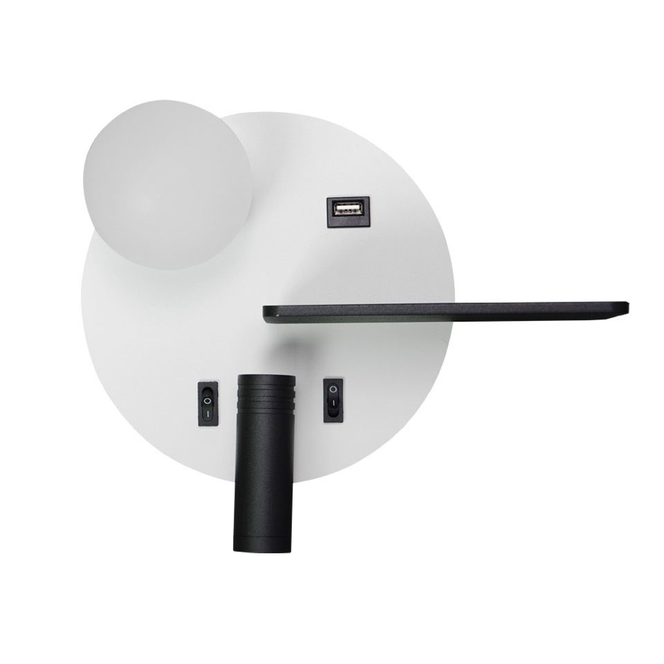 Runde USB -Lesemandlampe Nordic Metallic LED -Walllicht am Nacht