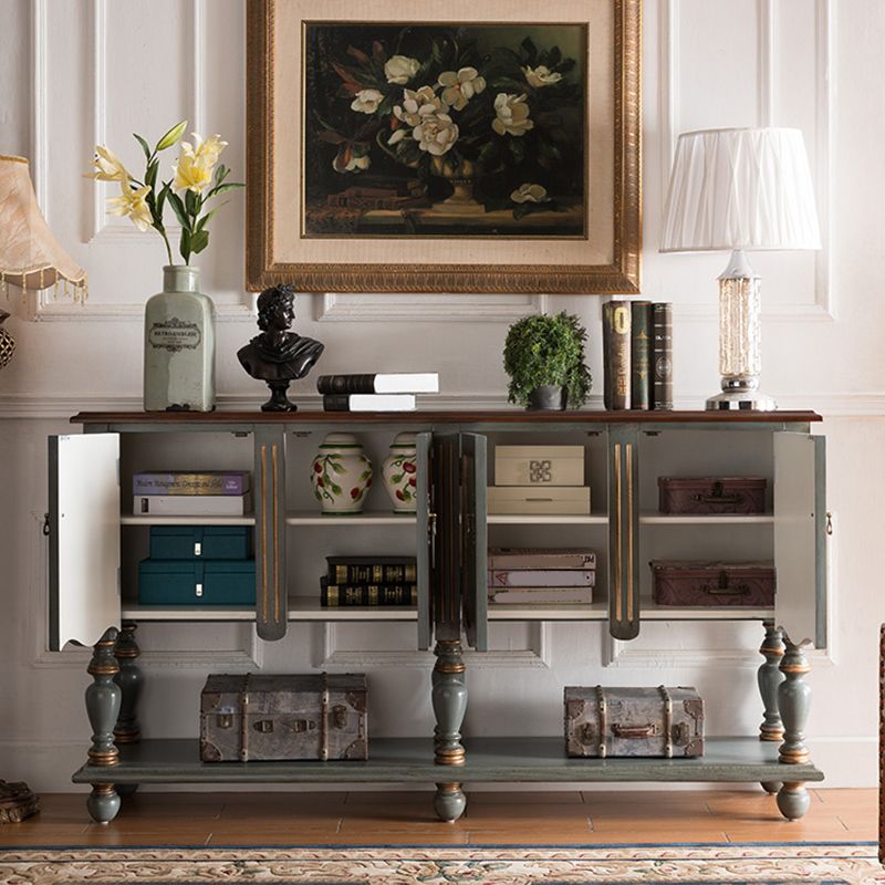Industrial Solid Wood Storage Cabinet with Doors Chest with Shelves