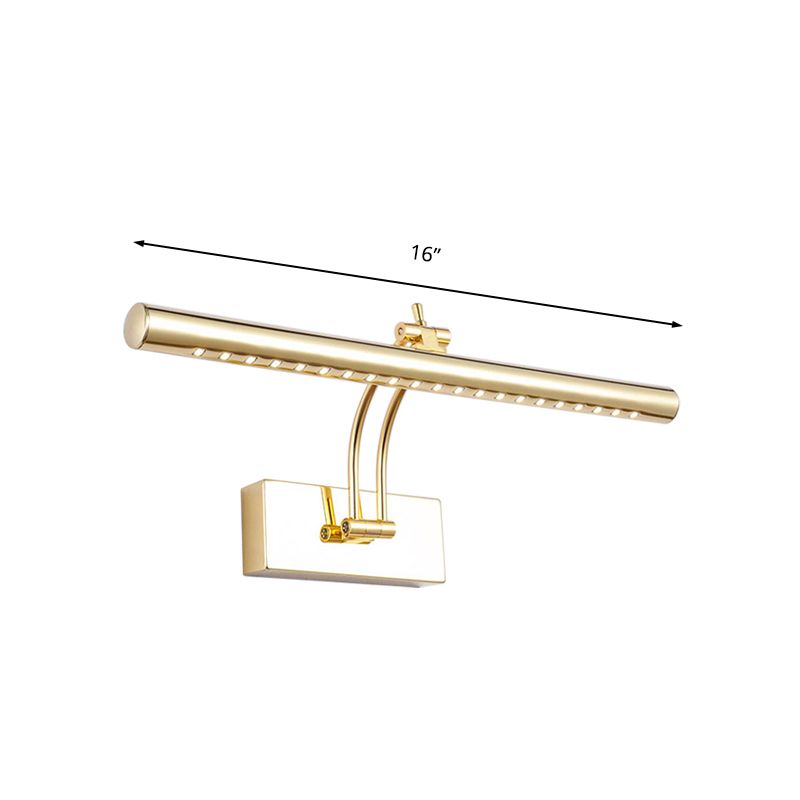 Lampada montata a parete da bagno a LED con sfumatura in metallo tubolare cromo/oro, illuminazione da vanità, largo 16 "/21,5"