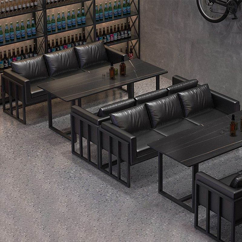 Industrial Sintered Stone Top Dinner Room Kitchen Table Black Metal Base Table for Dinning Room