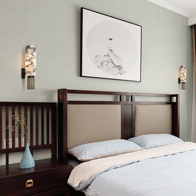 Single Modern Brass Wall Mounted Sconce Cylindrical Shaded Wall Light for Bedroom