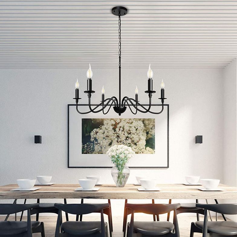 6-Lights Industrial Vintage Chandelier Metal Candlestick Lamp Holder Hanging Lamp for Restaurants Bar